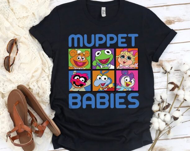 Disney Muppet Babies Squares T-shirt, Kermit the Frog Gonzo Miss Piggy Tee