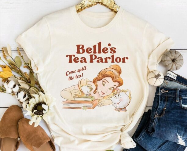 Belle's Tea Parlor Spill The Tea Shirt / Beauty and The Beast / Disney Princess Chip Potts / Disney World T-shirt /