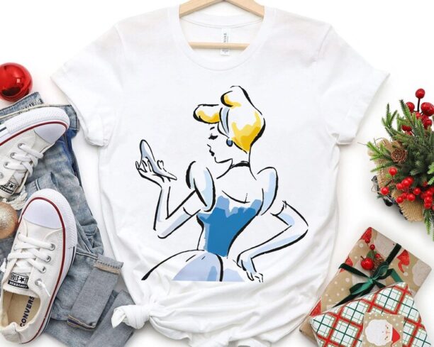 Cinderella Sketch Portrait Shirt / Disney Princess T-shirt / Walt Disney World Tee / Disneyland Family Vacation Trip /