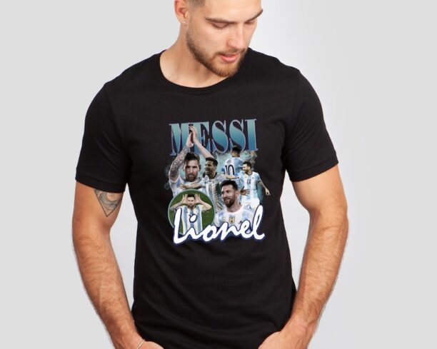 Lionel Messi Vintage Shirt, World Cup 2022, Football Player, Rap Hip Hop 90s Bootleg T Shirt, Men Women Size T-Shirt