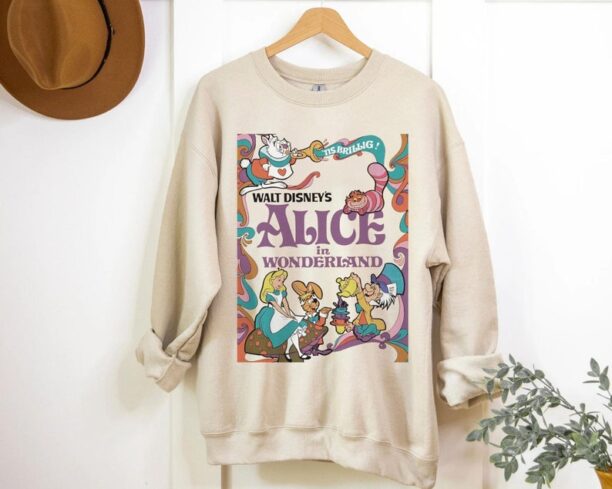 Retro Alice in Wonderland Group Sweatshirt / Alice Cheshire Cat Mad Hatter March Hare White Rabbit / Disney World