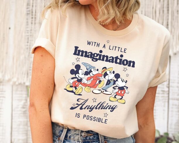 Sorcerer Mickey With Little Imagination Anything Possible Shirt / Fantasmic Disneyland Tee / Disney's Fantasia T-shirt /