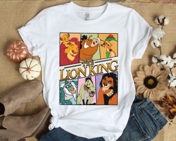 Retro Disney The Lion King Characters Squad Simba Timon Pumbaa Rafiki T-shirt