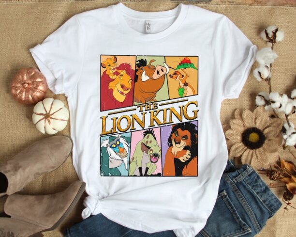 Retro Disney The Lion King Characters Squad Simba Timon Pumbaa Rafiki T-shirt