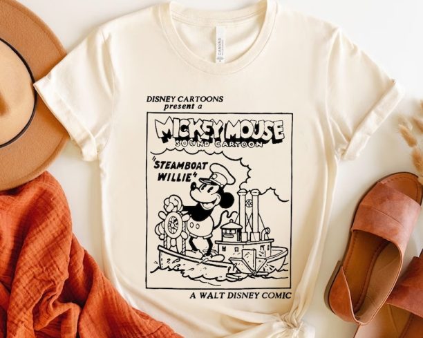 Retro Disney Steamboat Willie Mickey Mouse Sound Cartoon 1928 Vintage Shirt