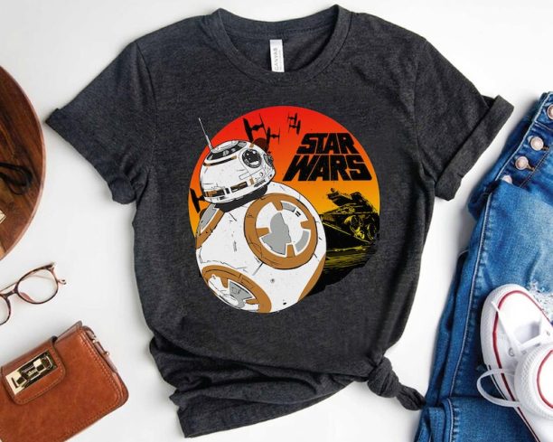 Star Wars Last Jedi Droid BB-8 Retro Sunset Rollabout Shirt