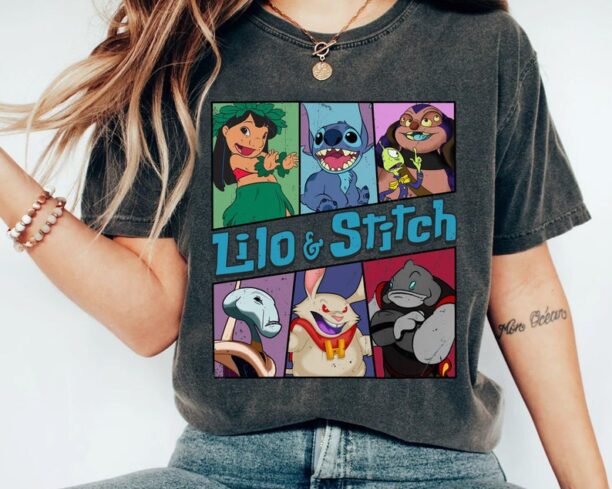 Retro Disney Lilo And Stitch Characters Vintage T-shirt