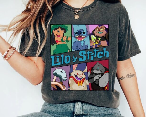 Retro Disney Lilo And Stitch Characters Vintage T-shirt