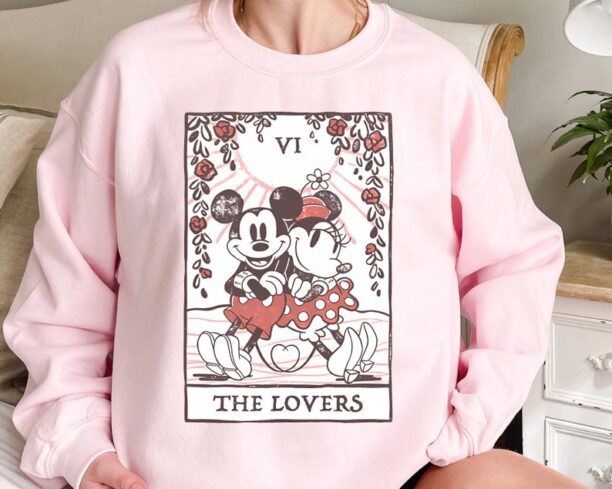 Retro Mickey and Minnie Mouse Tarot Card The Lover Shirt / Disney Valentine's Day T-shirt / Disneyland Valentine Couple