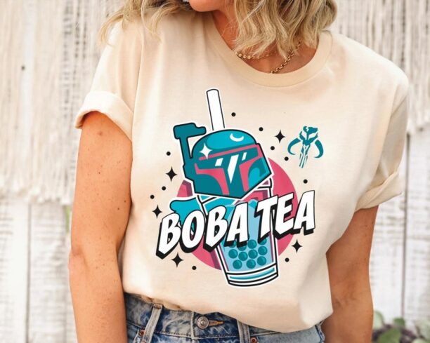 Funny Boba Fett Bubble Tea Shirt / Star Wars Bounty Hunter T-shirt / Galaxy's Edge Shirt / Disney World Tee / Disneyland