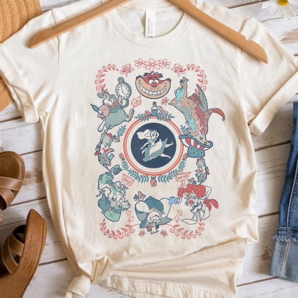 Retro 90s Disney Alice In Wonderland Card Style Mashup Shirt