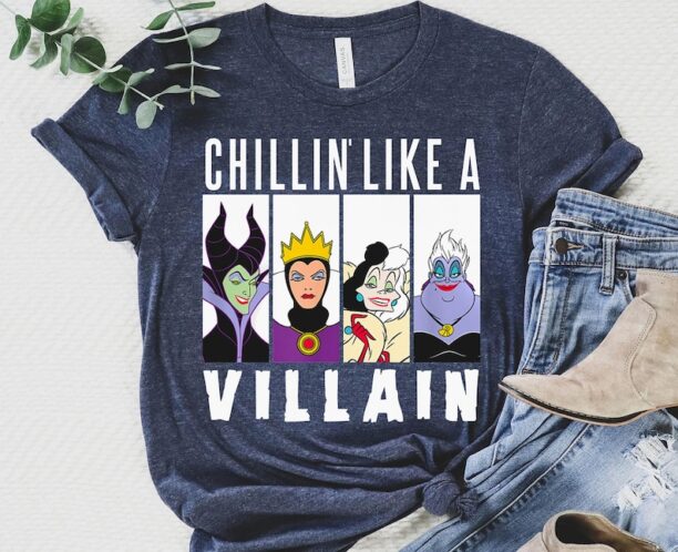 Chillin Like a Villain Shirt / Disney Villains Group Characters Tee / Walt Disney World T-shirt / Maleficent Ursula Evil