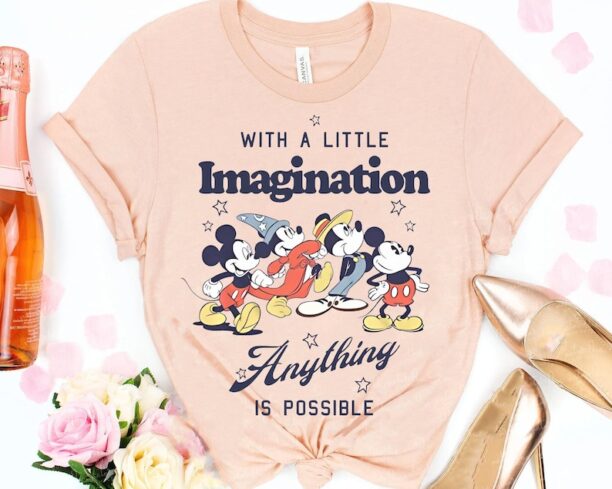 Sorcerer Mickey With Little Imagination Anything Possible Shirt / Fantasmic Disneyland Tee / Disney's Fantasia T-shirt /