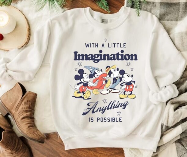 Sorcerer Mickey With Little Imagination Anything Possible Shirt / Fantasmic Disneyland Tee / Disney's Fantasia T-shirt /