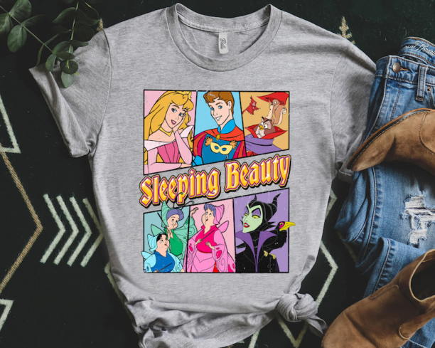 Retro Disney Sleeping Beauty Squad Aurora Princess Villains Maleficent T-shirt