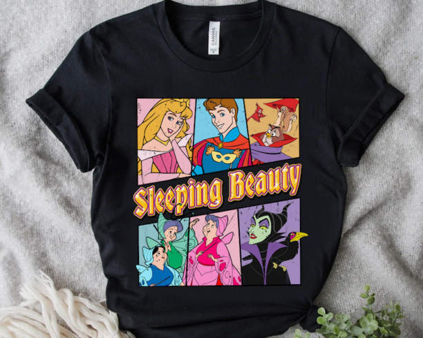 Retro Disney Sleeping Beauty Squad Aurora Princess Villains Maleficent T-shirt