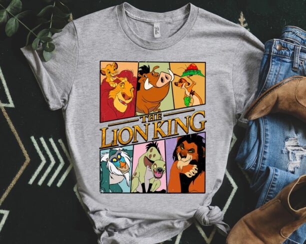 Retro Disney The Lion King Characters Squad Simba Timon Pumbaa Rafiki T-shirt