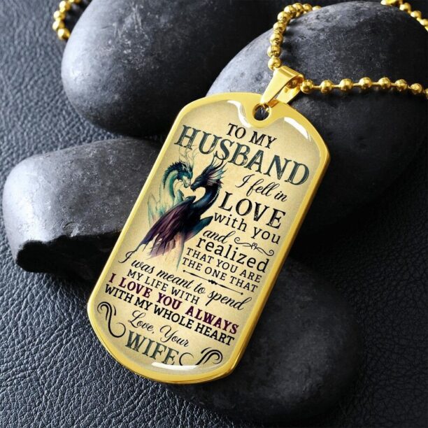 To Husband Personalized Dog Tag Necklace Gift, Twin Flame Gift, To Husband from Wife, Soulmate Dog Tag Necklace