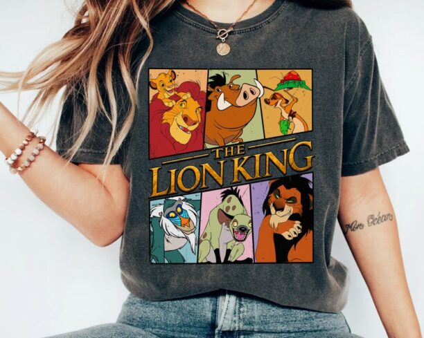 Retro Disney The Lion King Characters Squad Simba Timon Pumbaa Rafiki T-shirt