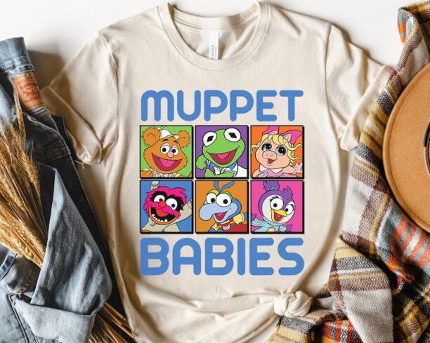 Disney Muppet Babies Squares T-shirt, Kermit the Frog Gonzo Miss Piggy Tee