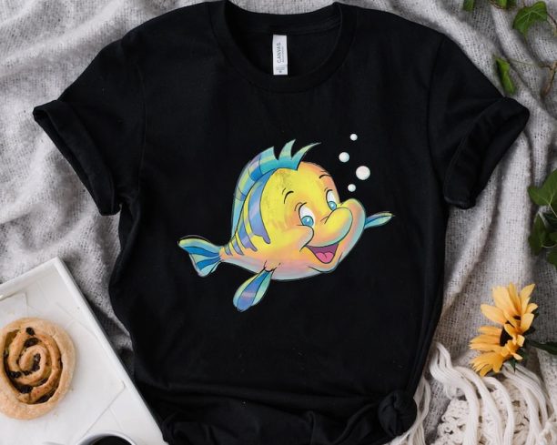 Disney The Little Mermaid Cute Flounder Bubbles Shirt