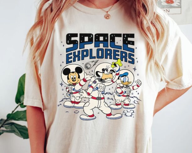 Disney Space Explorers Mickey Mouse and Friends Retro Vintage Shirt Magic Kingdom Unisex T-shirt Family Birthday Gift