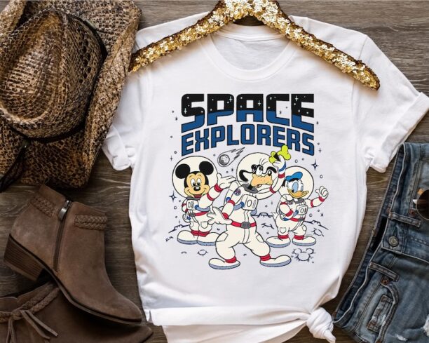 Disney Space Explorers Mickey Mouse and Friends Retro Vintage Shirt Magic Kingdom Unisex T-shirt Family Birthday Gift