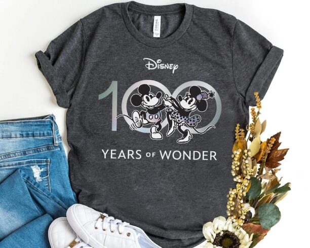 Disney 100 Years Of Wonder Retro Mickey Mouse and Minnie Shirt