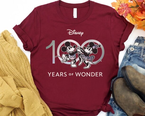 Disney 100 Years Of Wonder Retro Mickey Mouse and Minnie Shirt