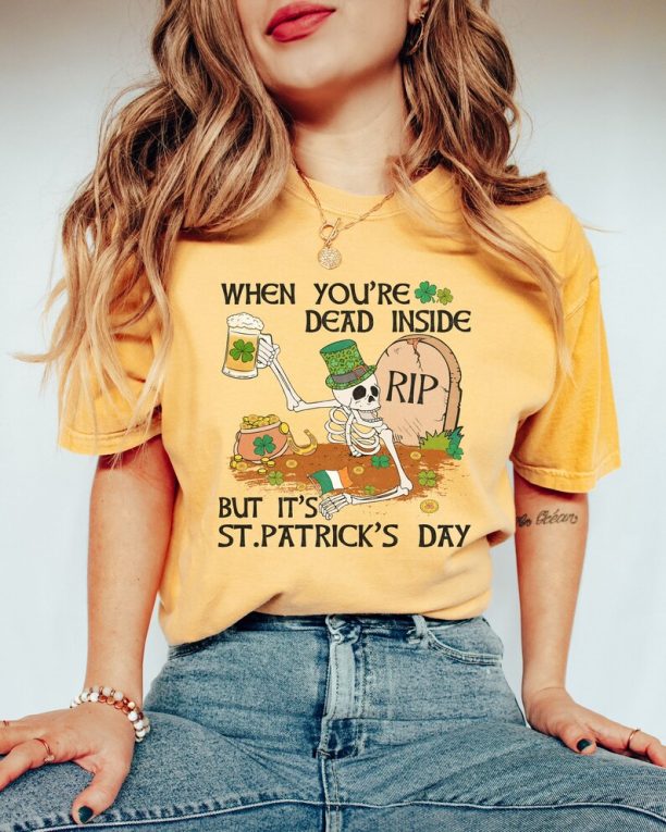 Comfort Colors Skeleton St Patricks Day Shirt, Retro St. Patrick's Day T-Shirt, Lucky Tee, Irish Shirt