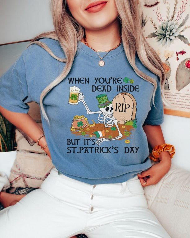 Comfort Colors Skeleton St Patricks Day Shirt, Retro St. Patrick's Day T-Shirt, Lucky Tee, Irish Shirt