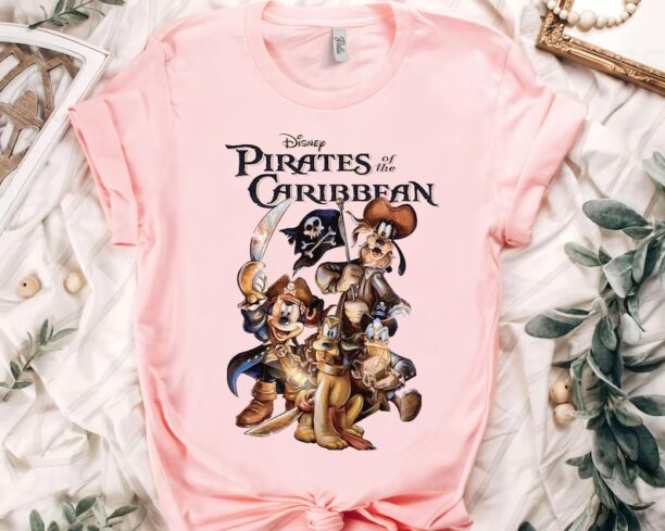 Funny Disney Mickey Mouse & Friends Pirates Of The Caribbean Retro Shirt