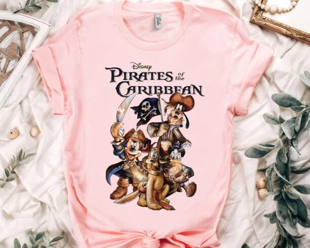 Funny Disney Mickey Mouse & Friends Pirates Of The Caribbean Retro Shirt