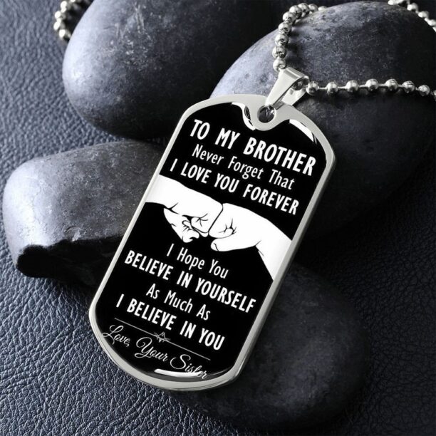 To My Brother Dog Tag Necklace/Birthday Gift for Brother from Sister/Old Brother Gift from Brother/Sister To Brother