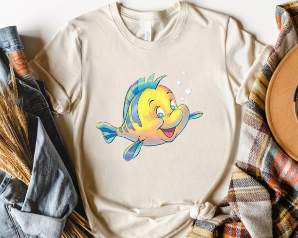 Disney The Little Mermaid Cute Flounder Bubbles Shirt