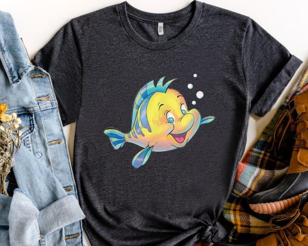 Disney The Little Mermaid Cute Flounder Bubbles Shirt