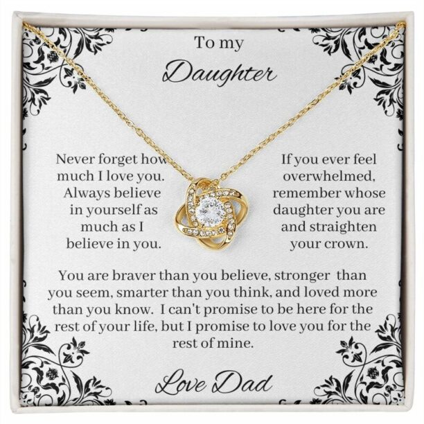 To My Daughter Love Knot Necklace From Dad, Daughter Gift, Daughter Necklace, Love Knot Necklace, 14k Sentimental Gift