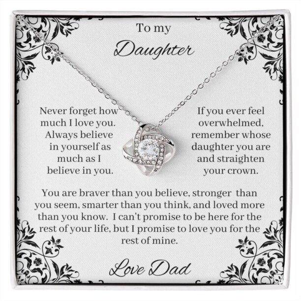 To My Daughter Love Knot Necklace From Dad, Daughter Gift, Daughter Necklace, Love Knot Necklace, 14k Sentimental Gift