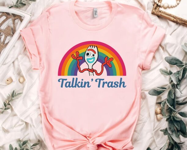 Disney Pixar Toy Story 4 Forky Talkin' Trash Rainbow Poster Shirt