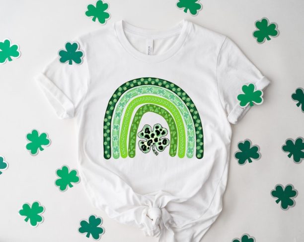 Shamrock Leopard Rainbow St Patrick's Day T-Shirt | St Patricks Day Shirt | Cute St Paddys Tee | Gift For BFF