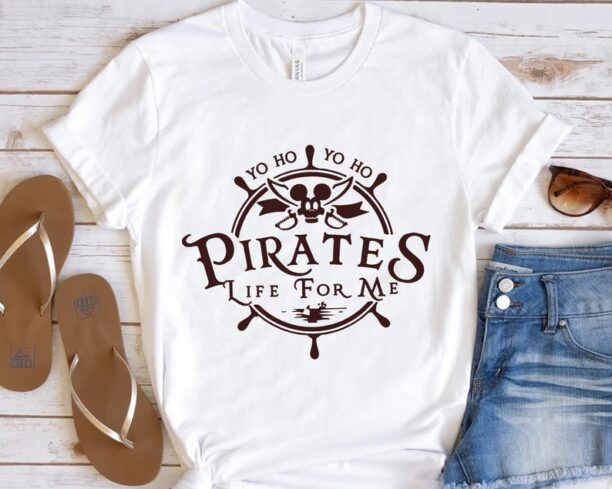 Disney Mickey Pirates of Caribbean Yo Ho Yo Ho A Pirate's Life For Me Shirt