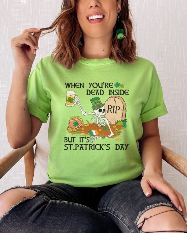 Comfort Colors Skeleton St Patricks Day Shirt, Retro St. Patrick's Day T-Shirt, Lucky Tee, Irish Shirt