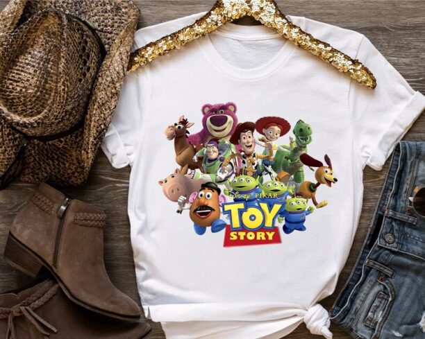 Disney Pixar Toy Story Buzz Woody Jessie Rex Hamm Running Shirt