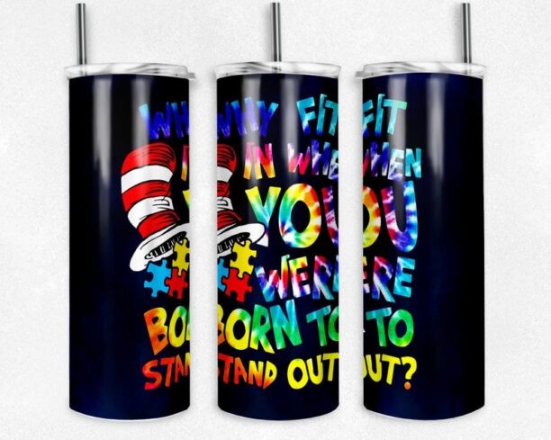 Vibrant Puzzle Tumbler to Promote Autism Awareness and Acceptance, Stylish Puzzle Tumbler for Autism Awareness Advocates