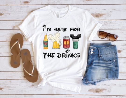 I'm Here For The Drinks Funny Disney Beer T-Shirt, Disney Vacation Shirt, Disney Family Shirt, Disney Trip Shirt