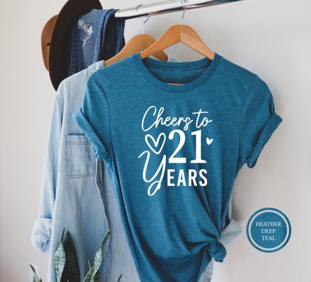 Cheers To 21 Years, 21st Birthday T-Shirt, 21st Birthday Gift Ideas, 21st Birthday Gift Shirt, 21st Anniversary