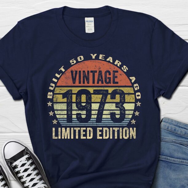 Built 50 Years Ago Vintage 1973 Shirt, 50th Birthday Gift for Him, Retro T-shirt Men's Gifts, 50 Years Birthday Gift