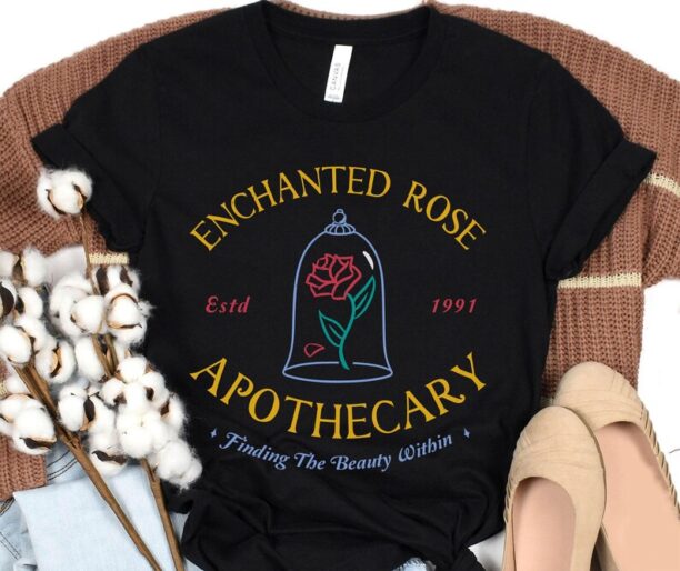 Retro Enchanted Rose Apothecary Shirt / Beauty And The Beast Disney T-shirt / Magic Kingdom / Walt Disney World /