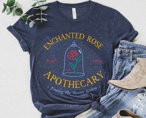 Retro Enchanted Rose Apothecary Shirt / Beauty And The Beast Disney T-shirt / Magic Kingdom / Walt Disney World /