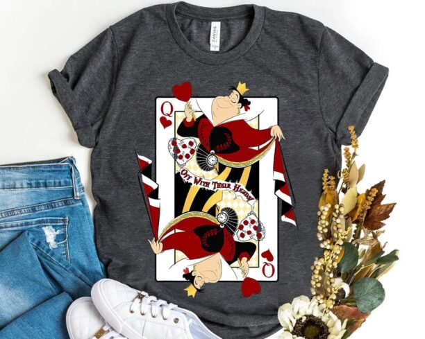 Disney Alice In Wonderland Queen Of Hearts Playing Card T-shirt